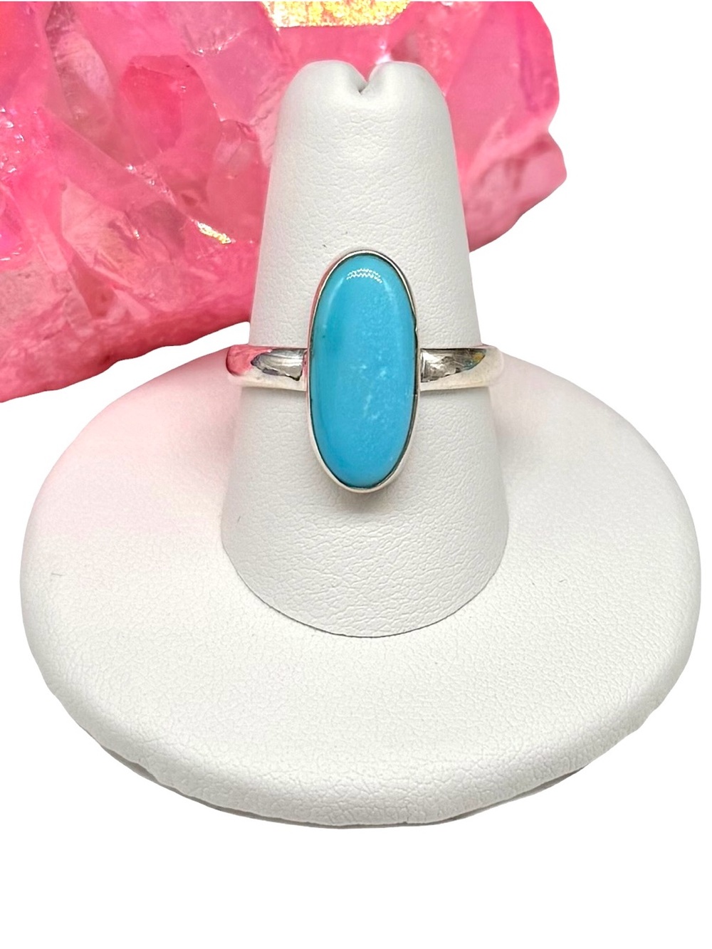 Aztec Mountain Turquoise Ring Size 8 Solid 925 Sterling Silver
